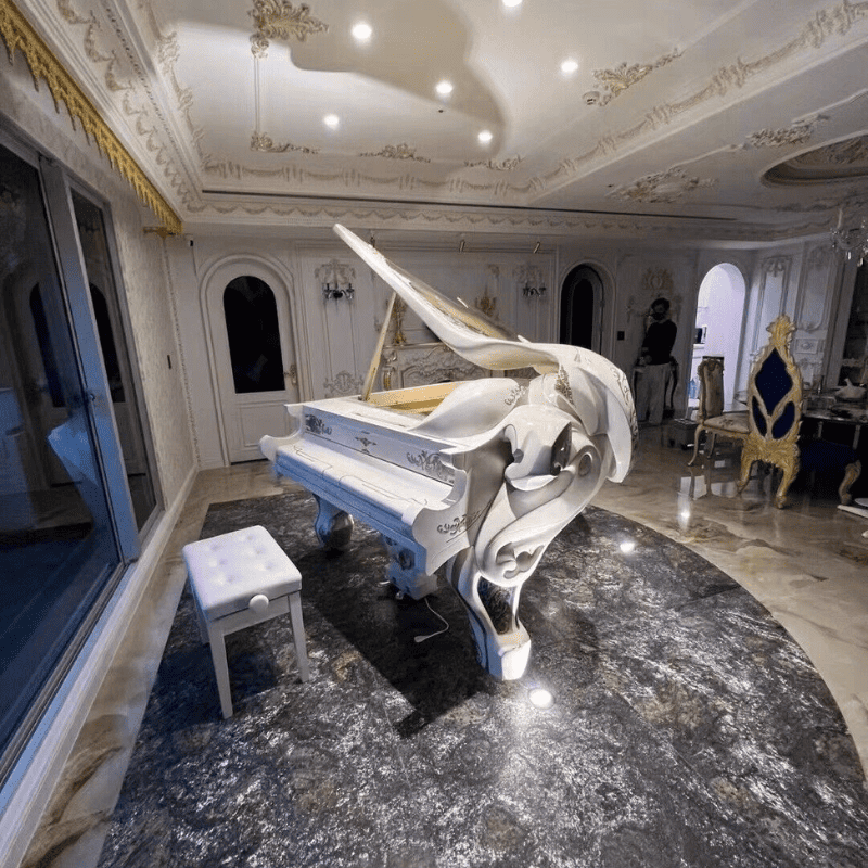 Luxurious LED crystal white Grand Piano